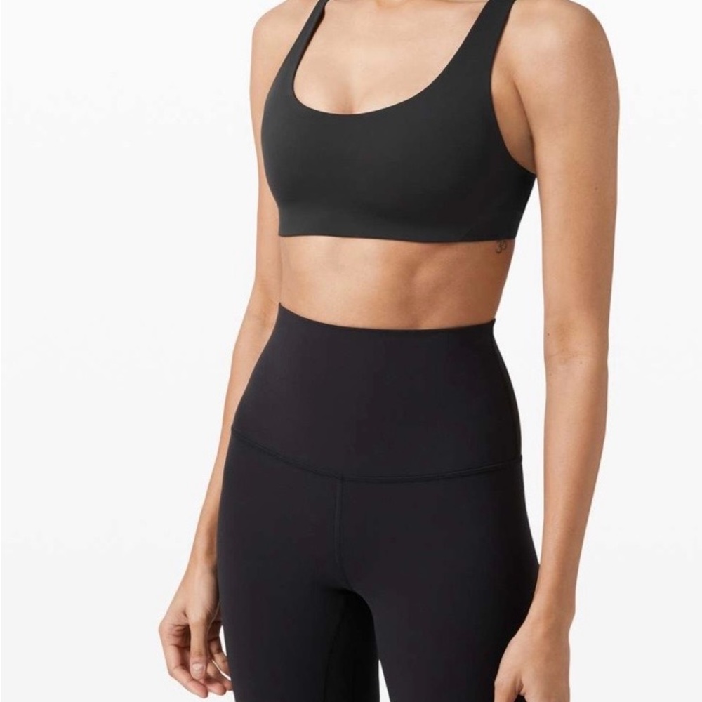 Brand New Lululemon In Alignment Black Sports Bra